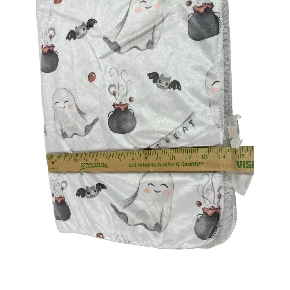 Halloween Cute Ghost Witch Cauldrons White Baby Blanket Thick Warm OEKO TEX